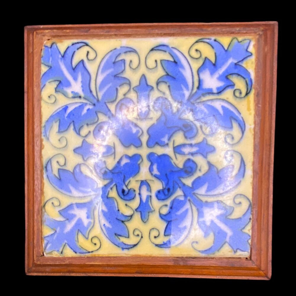 Vintage Blue and Yellow Mexican Tile Trivet
